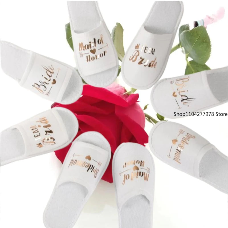 Bride Bridesmaid Slippers,Wedding Party Disposable Slippers Bridal Party Slippers Set Lightweight Cozy Soft Sole Flats Wholesale