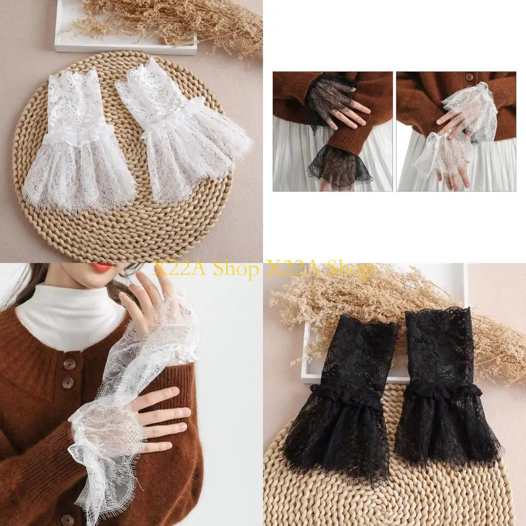 Unique Wedding Party Pleated Ruffle Cuffs Delicate Wrist Cuffs Embellishment for Bride