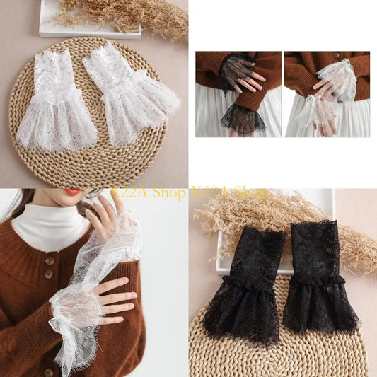 Unique Wedding Party Pleated Ruffle Cuffs Delicate Wrist Cuffs Embellishment for Bride