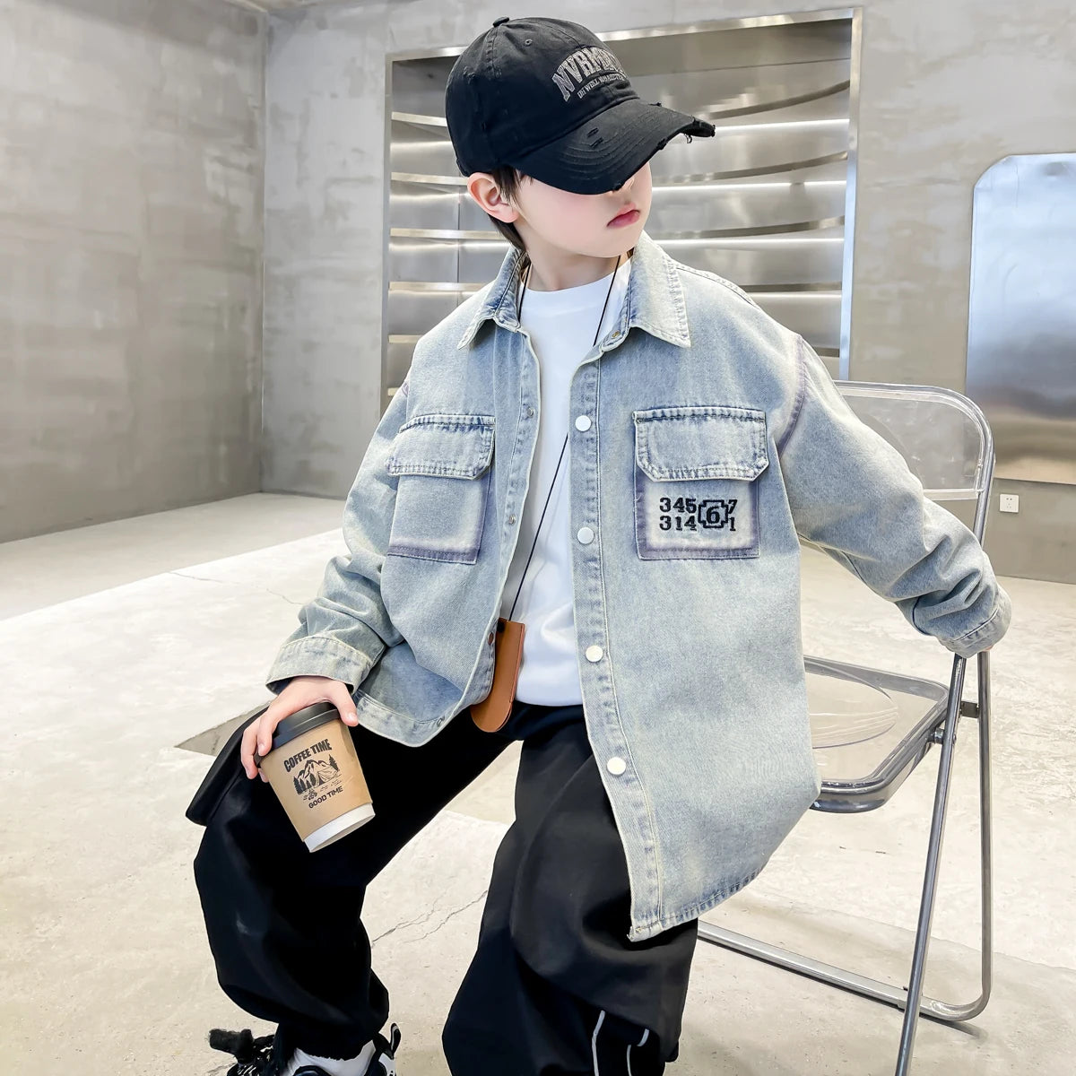 New Spring Autumn Kids Boys Denim Jacket Clothes Children Wear Casual Clothing Loose Style Jeans Coat 5 6 7 8 9 10 11 12 13 14 Y