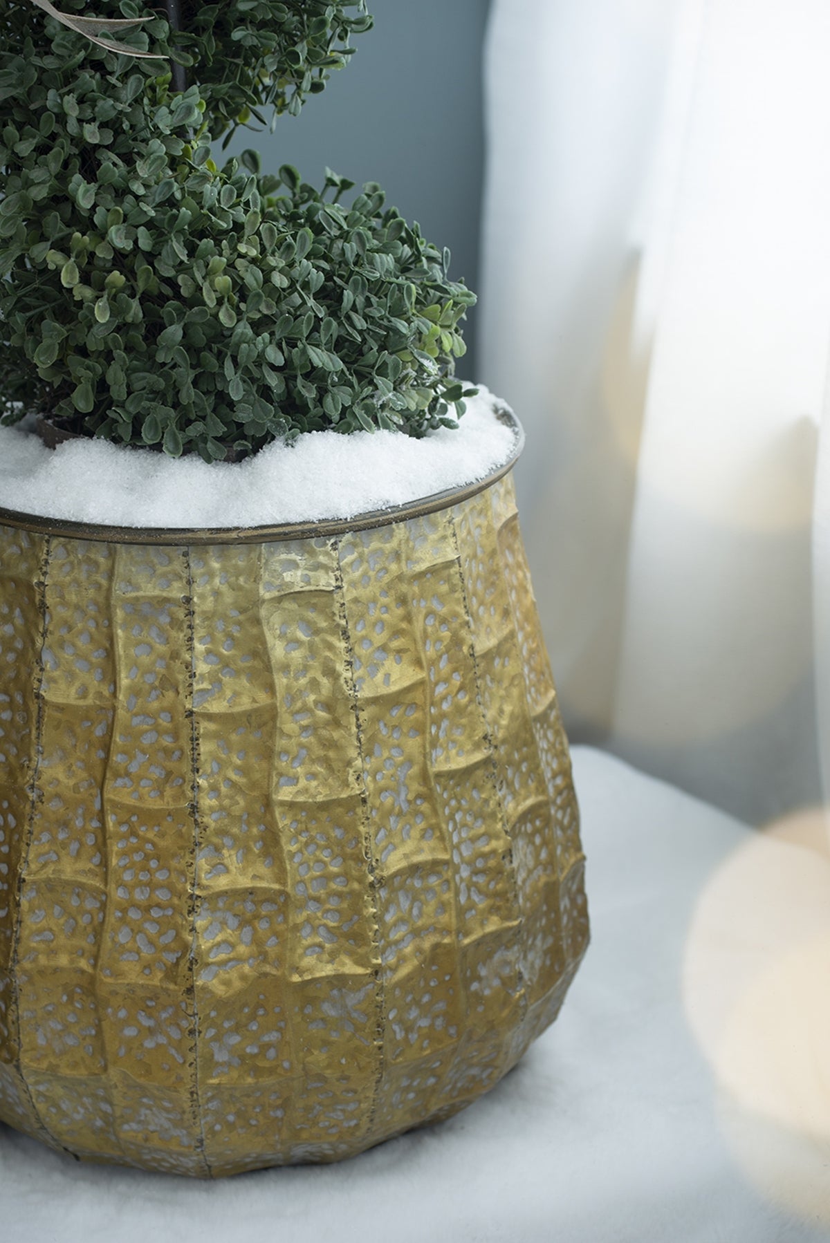 Set of 3 Distressed Antique Yellow Metal Planters, 14 in Tall