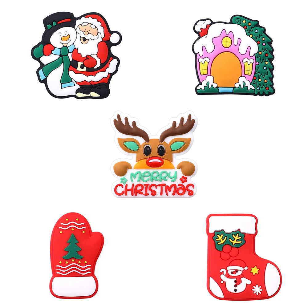 5/10Pcs Silicone Beads Christmas Day Theme Focal Beads for Jewelry Making DIY Beaded Pen Keychain Jewelry Accessories Gift