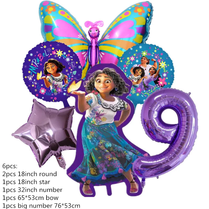 Disney Encanto Mirabel Isabella Party Balloons Set 32inch Purple Number Foil Balloons For Kids 1 2 3th Birthday Decor Air Globos