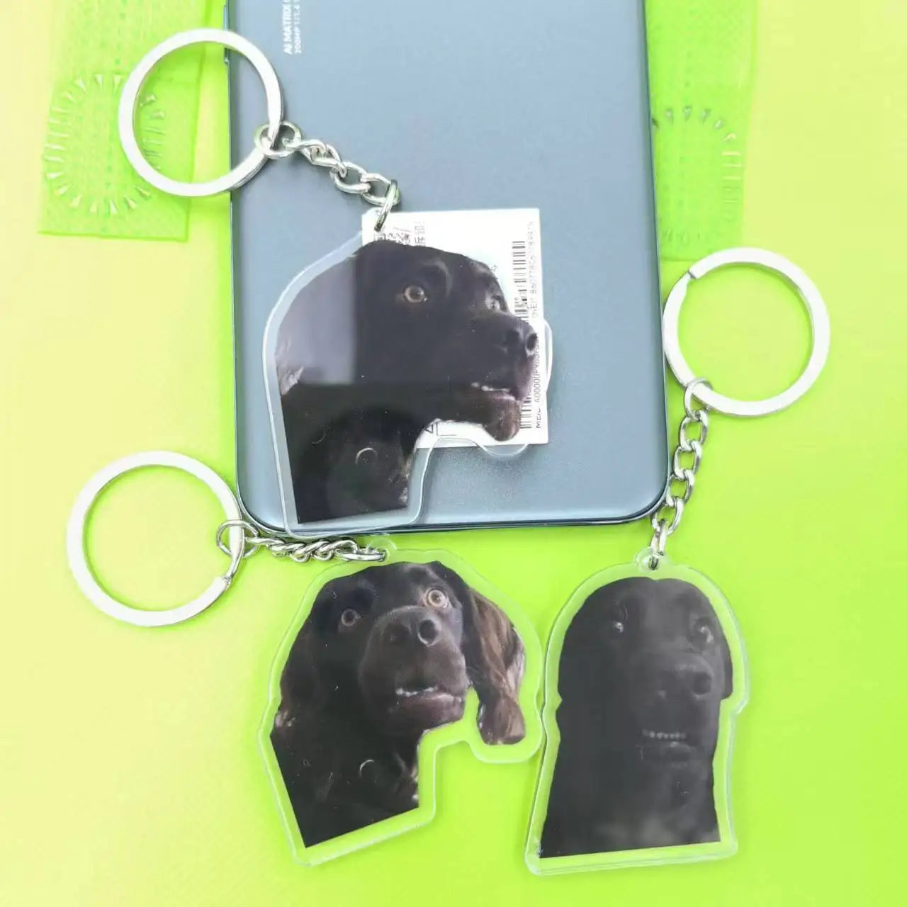 Cute Keychain Dog Meme Keychains Scared Black Dog Meme Confused Dog Gift For Friends Bag Pendant Greyhound Dog Meme
