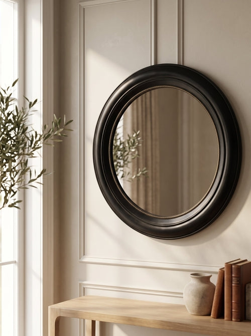 Round Black Wall Mirror for Entryway or Bathroom, 20.5 in