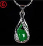 925 Silver Chinese Green Jade Water Drop Pendant Dragon Necklace Jadeite Amulet Fashion Jewelry Luck Gifts Women Sweater Chain