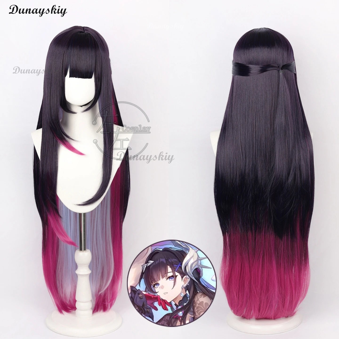 Game Helektra Cosplay Wig Mixed Color Long 100cm Wigs Women Cosplay Anime Cosplay Wig Heat Resistant Synthetic Hair + Wig Cap