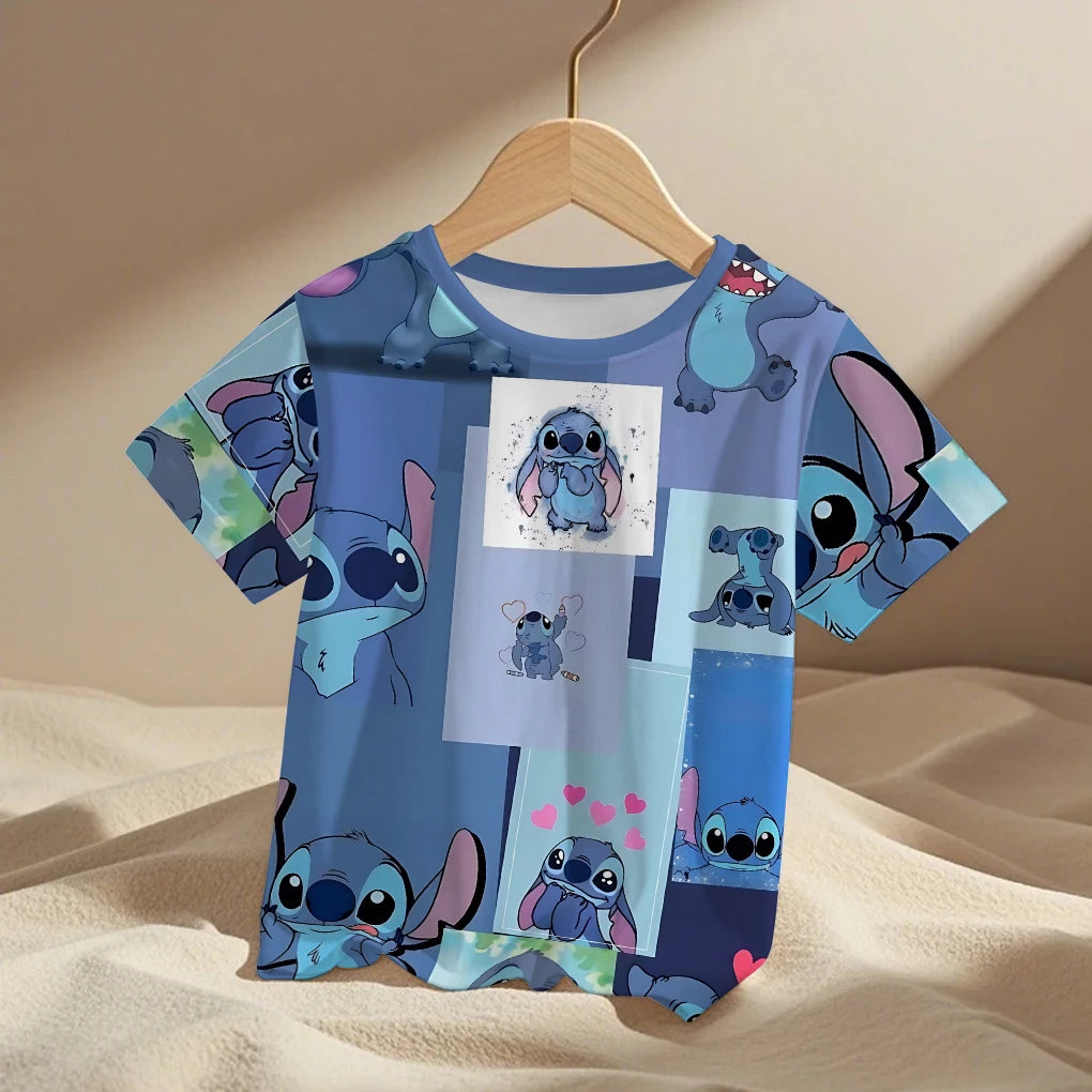 Lilo Stitch Trucksuit Kids T-Shirt Kawaii T Shirt Anime Cartoons Children Casual Clothes Tee Shirt Baby Girl Boy Fashion Y2K Top