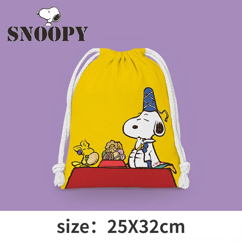 Snoopy Drawstring Bag Plush Pouch Travel Cosmetics Toiletries Jewelry Storage Bags Cartoon Children Christmas Candy Gift Handbag