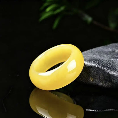 Genuine A-grade jadeite ring with full yellow color and rich pigment, exquisite jade jewelry pendant