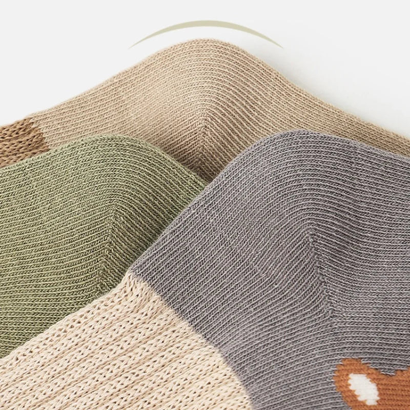 5 Pairs/set Cotton Baby Socks for Newborn Girls Boys Mid Calf Patchwork Cartoon Stockings Kids Cute Clothes Accessories 0-5Years