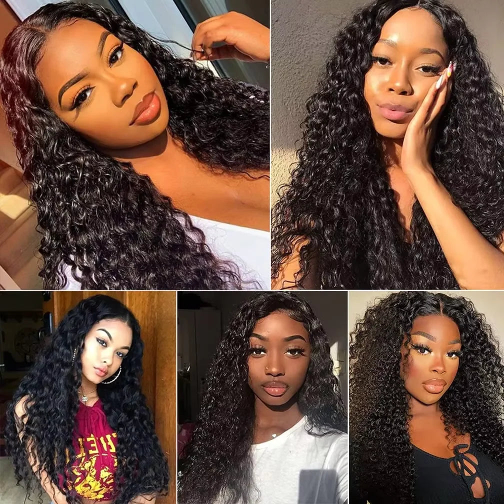 30 40 Inch Peruvian Deep Wave Human Hair Extensions Natural Black 1/3/4 Pcs Women's Loose Deep Wave Human Hair Weave Bundles