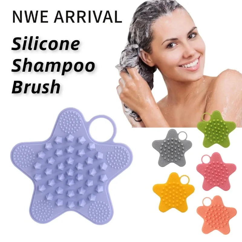 Soft Silicone Exfoliating Brush Womens Manual Body Cleansing Scrubber Shampoo Shower Gentle Massage Bath Brush
