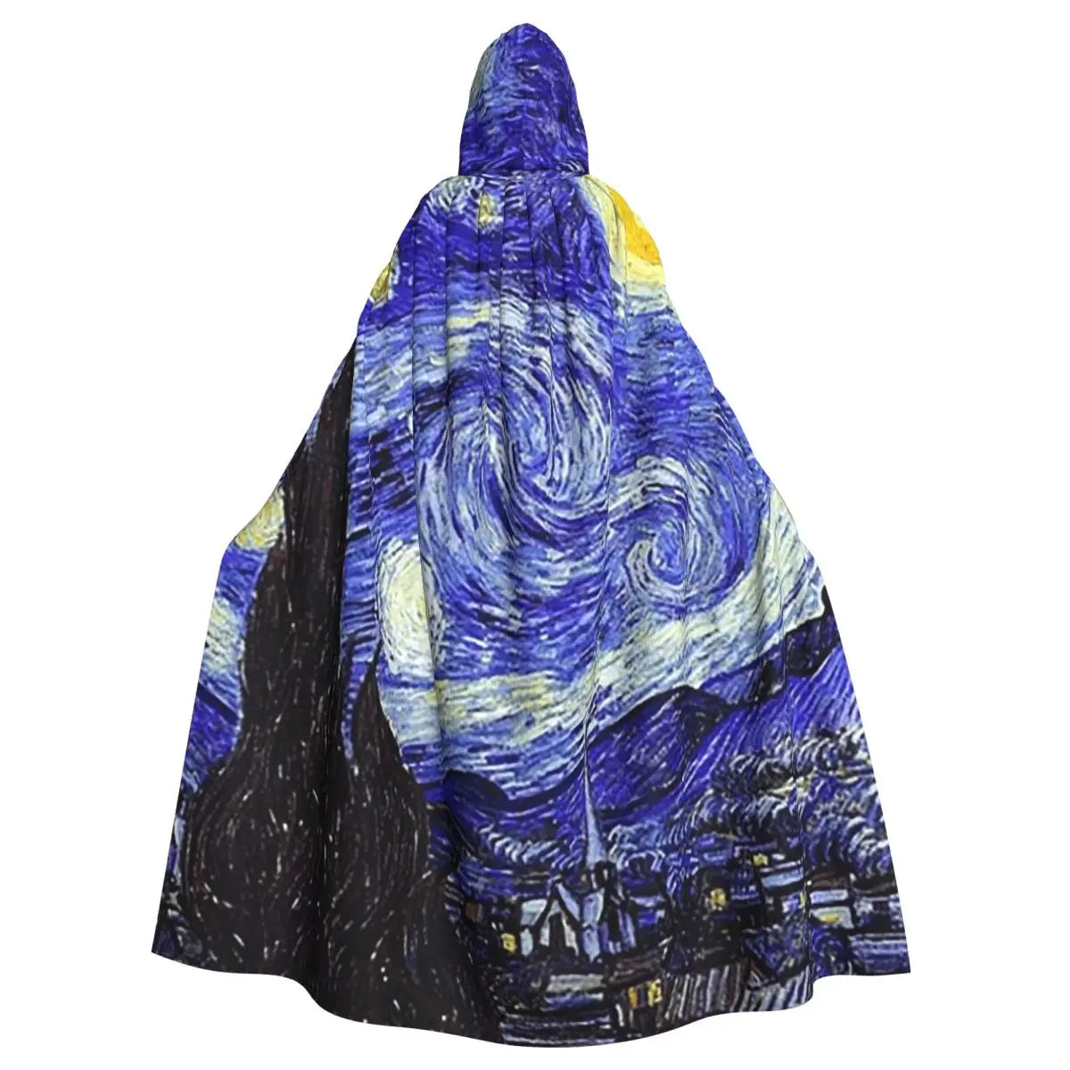 A Starry Night Van Gogh Mountain Inspiration Long Hooded Cloak Witch Medieval Costume Cosplay Cape HalloweenParty Adult Unisex
