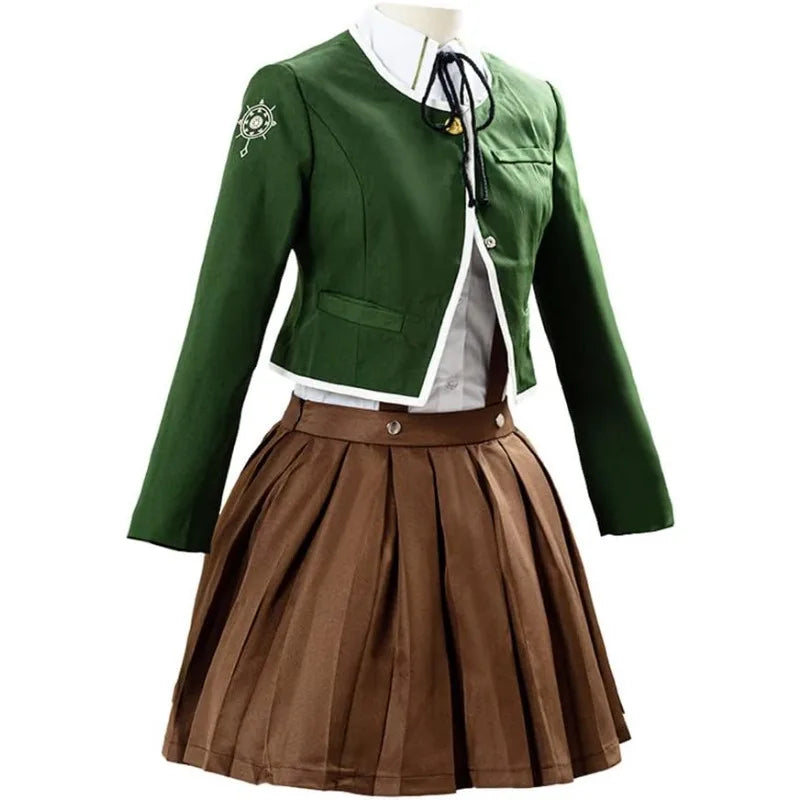 Anime Chihiro Fujisaki Cosplay Costume White Shirt Brown Skirt JK Green Coat Full Set for Women Wig Role Play Outfit Theme Party