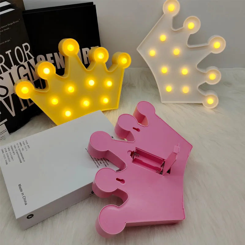 3D Crown Shape LED Night Light Table Lamp Christmas Party Home Room Wedding Garden Party Wall Lamp Decoration Girl Gift