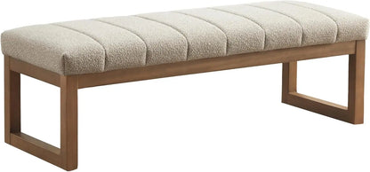 Bedroom Bench for End of Bed, Modern Upholstered Teddy Fabric Entryway Bench & Dining Bench, Footrest Stool Bench