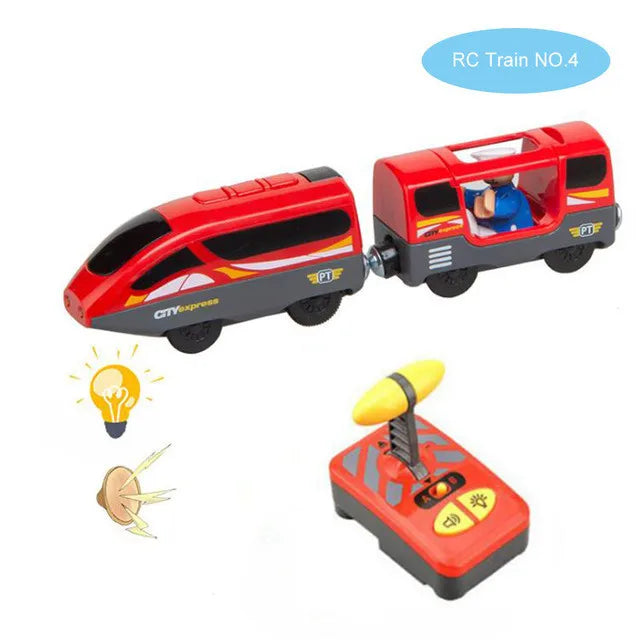RC Electric Train Set Truck Magnetic Train Diecast Slot Car Toy Fit for Wooden Railway Train Track Birthday Christmas Gift