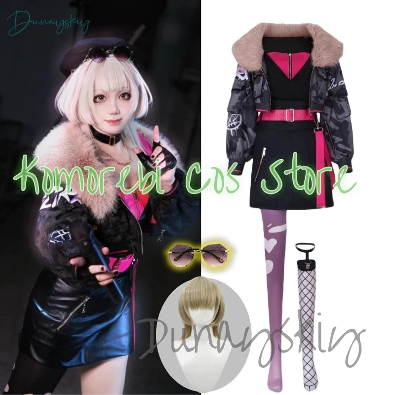 ULTRA C Azusawa Kohane Cosplay Game PJSK Project Sekai Colorful Stage Costume Uniforms Black Coat Dress Wig Prop Halloween Party