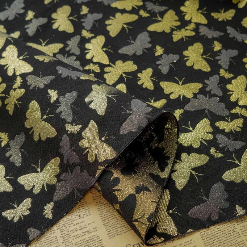 Golden Thread Butterfly Jacquard Fabric Retro Vintage Style Spring Autumn Dress & Coat Fabric Bouquet Embroidery DIY Craft Women