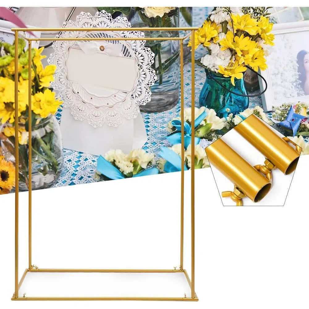 Metal Wedding Arches Wedding Gold Arch Backdrop Stand Ceremony Square Balloon Arch Frame Stand for Birthday Party Garden Decorat