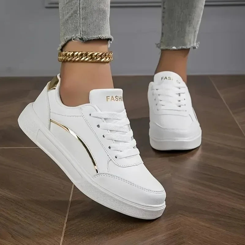 Women Sneakers Thick Sole Outdoor Fashion Women Casual Shoes 2025 New Lace Up Flat Walking Sneakers Female Zapatos De Mujer