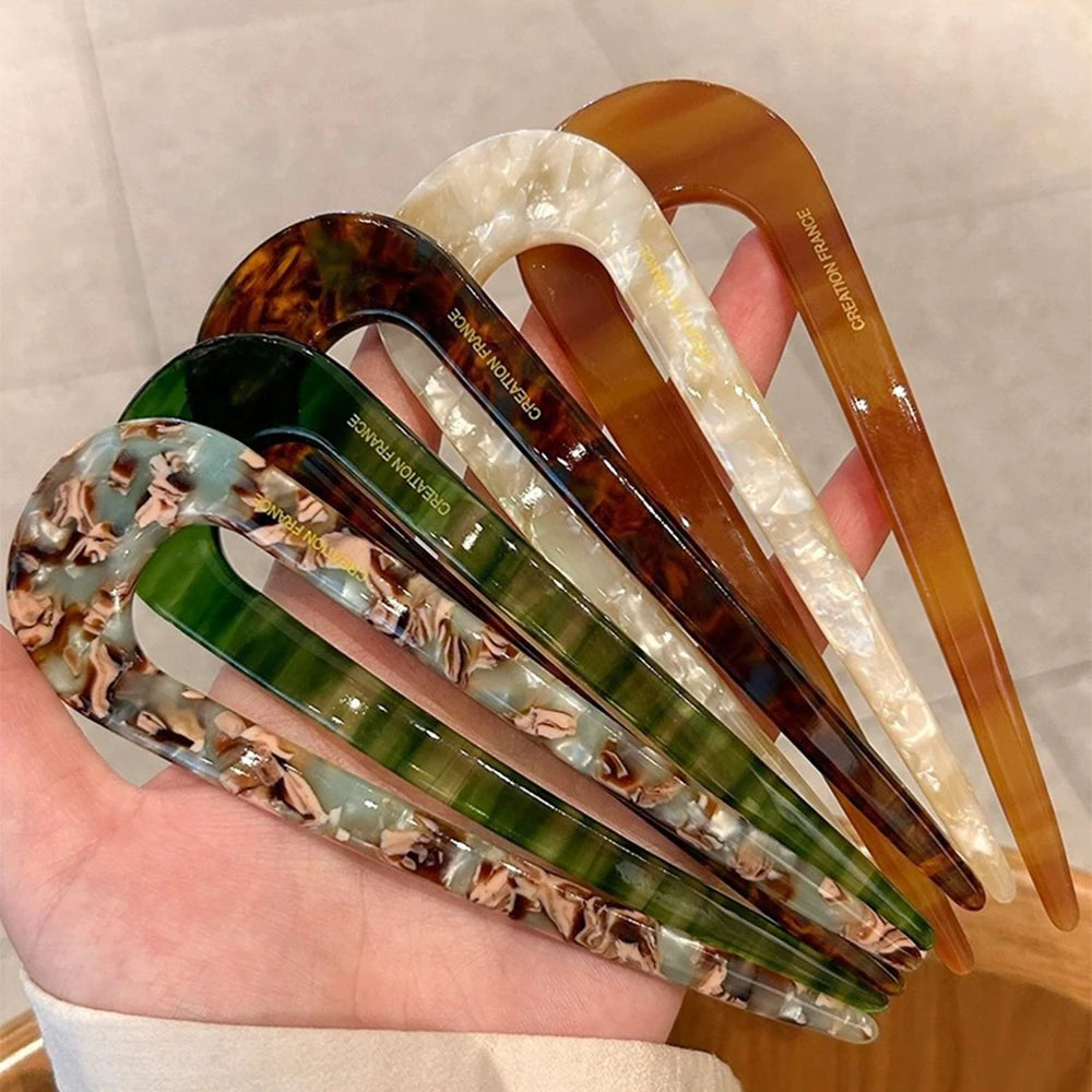 French Styles Hair Forks Hair Sticks Acetic Acid U-Shape Hair pins Bun Women Girls Vintage Hairstyle Hair Accessories Headband