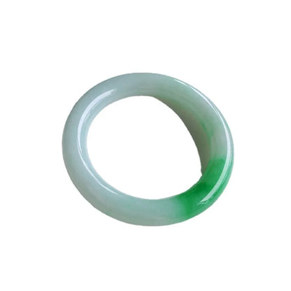 Natural Burmese Jadeite Bracelet, Ice-Waxy Type, Light Green Round Bar Jadeite Bracelet, Fashionable for Girls
