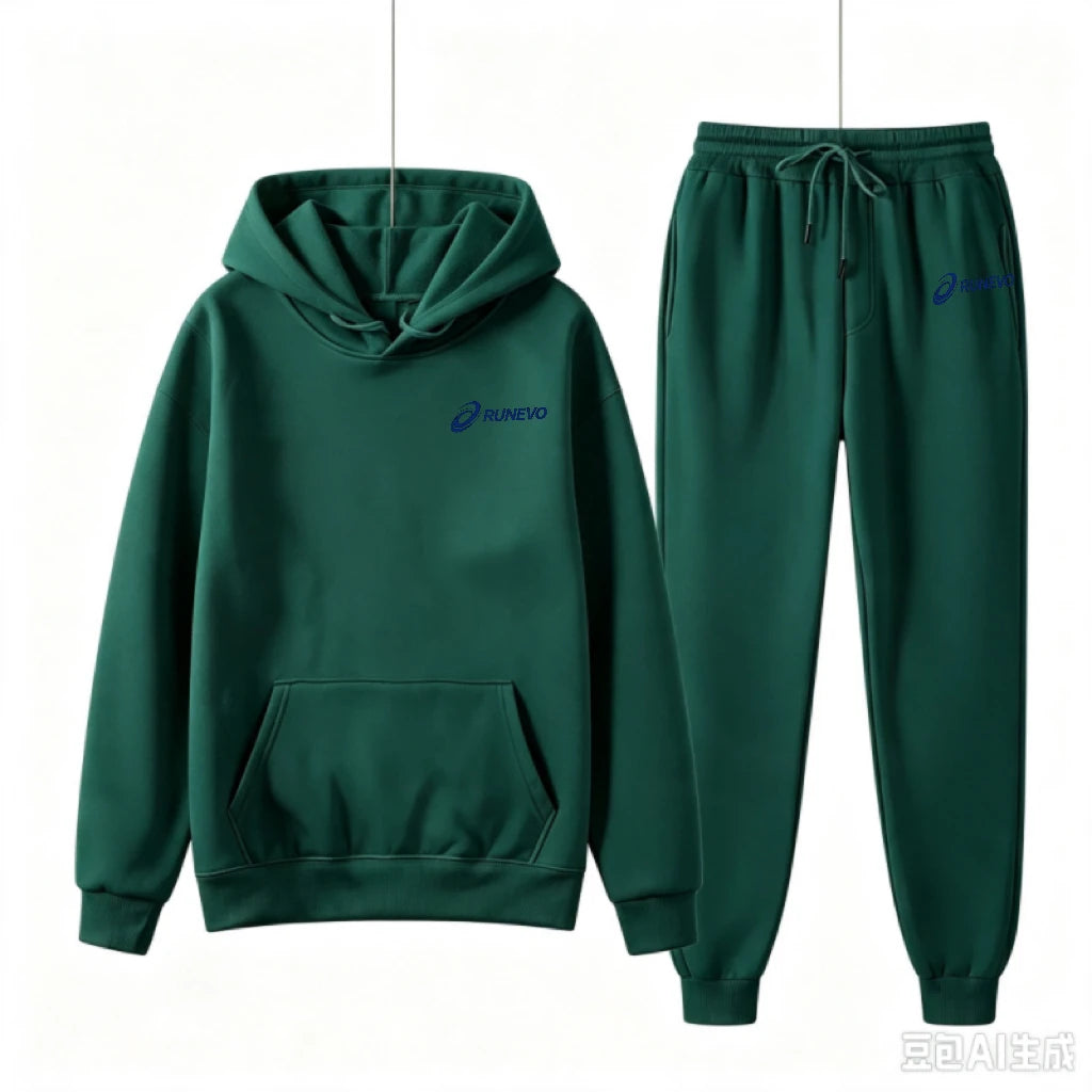 Women's Fashion Printed Autumn and Winter 2-Piece Sportswear Hooded Pullover Pants Sports Suit