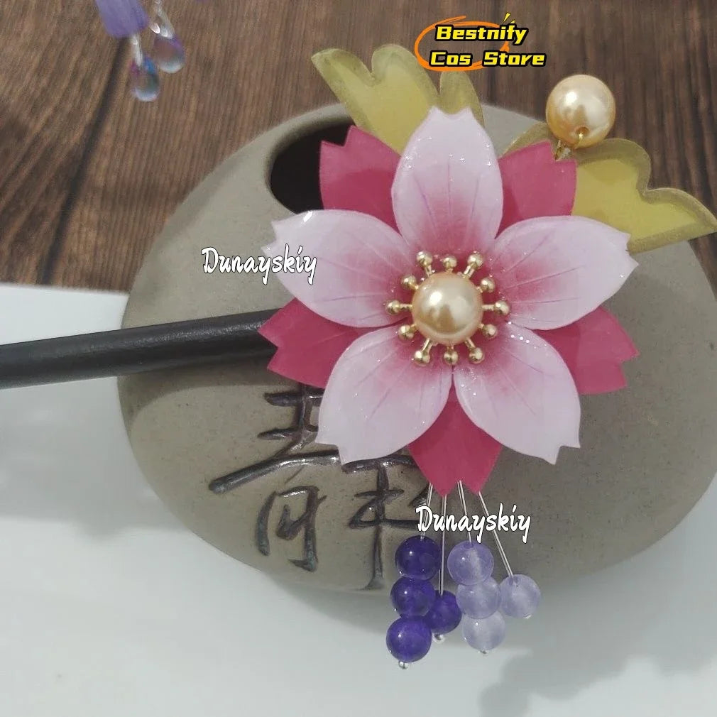 CosplayAnime Nanami Cosplay Costume Wooden Hair Stick Chinese Style Winding Flower Hairpin With Tassel Kamisama Love Role-playin