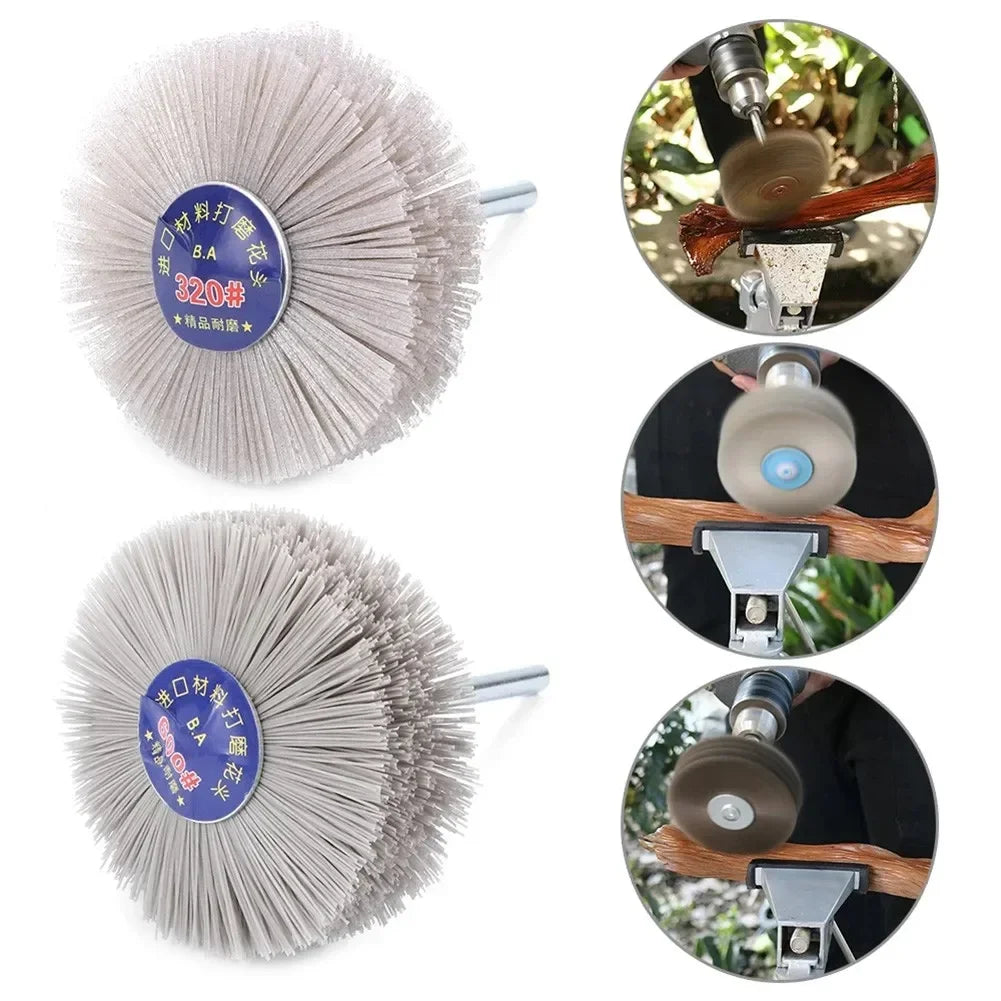 80mm Grinding Wheel Brush Nylon Polishing Abrasive Rotary Woodwork Metal Stone Head Grinder Polishing Brush 80-600 Grit