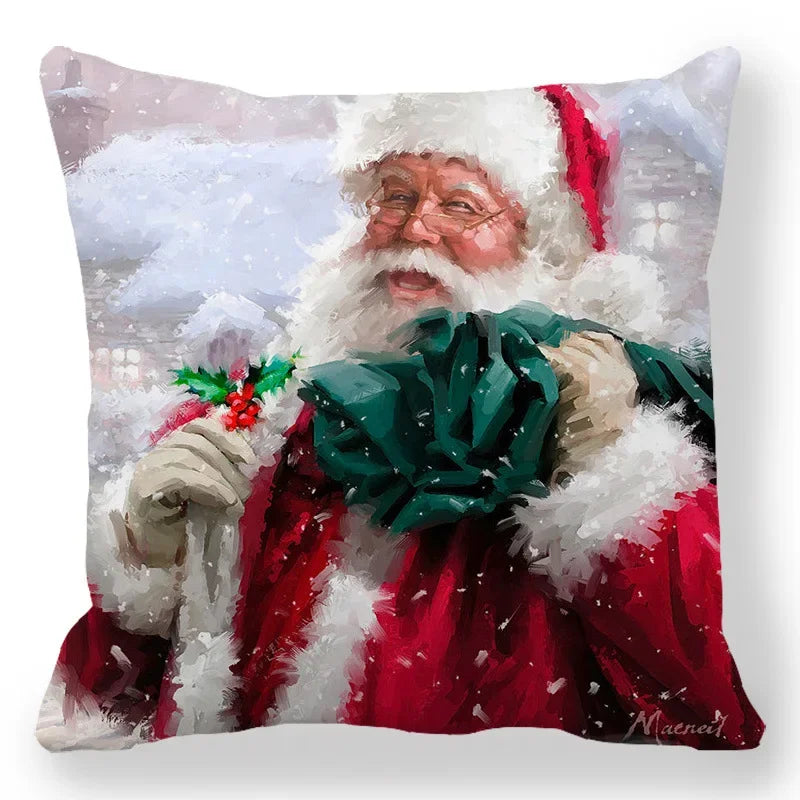 Christmas Decoration Pillowcase Santa Claus Snowman Deer Cushion Cover Home Sofa Chair
