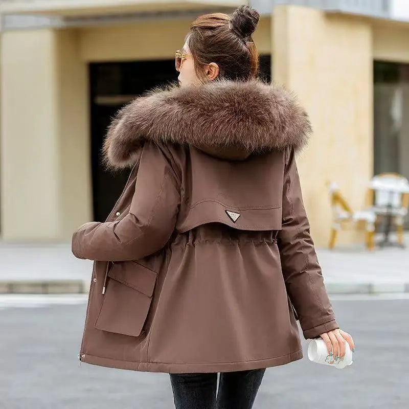 Winter Jacket Coat Women Loose Casual All-Match Thick Hooded Fur Collar Down Cotton Padded Jackets Female Warm Parkas Outwear