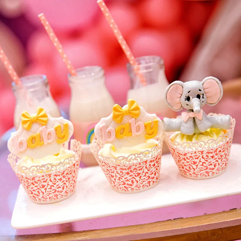 50pcs Lace Cupcake Wrapper Hollow Muffin Cupcake Paper Cups For Baby Shower Wedding Birthday Party Baking Fondant Dessert Decor