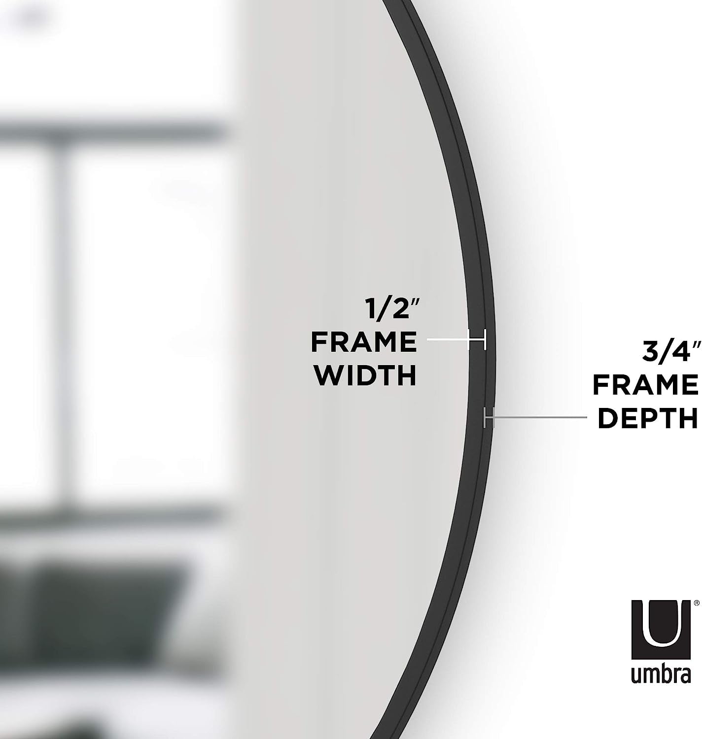 Round Rubber Wall Mirror 37 Inch Diameter With Protective Rubber Frame