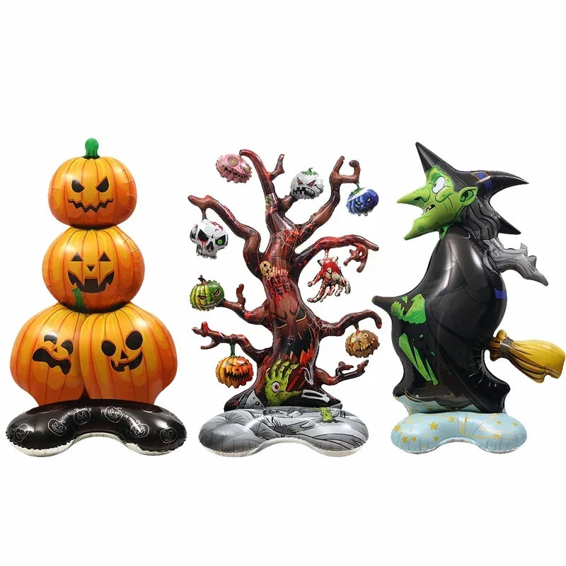 Halloween Decoration Balloon Pumpkin Pile Pumpkin Dead Tree Witch Scythe Grim Reaper Aluminum Balloon Halloween Party Decoration