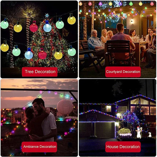 Holiday Solar Bubble String Lights 8 Lighting Modes Garden Street Tree Yard Party Christmas Outdoor Camping Parterre Decoration