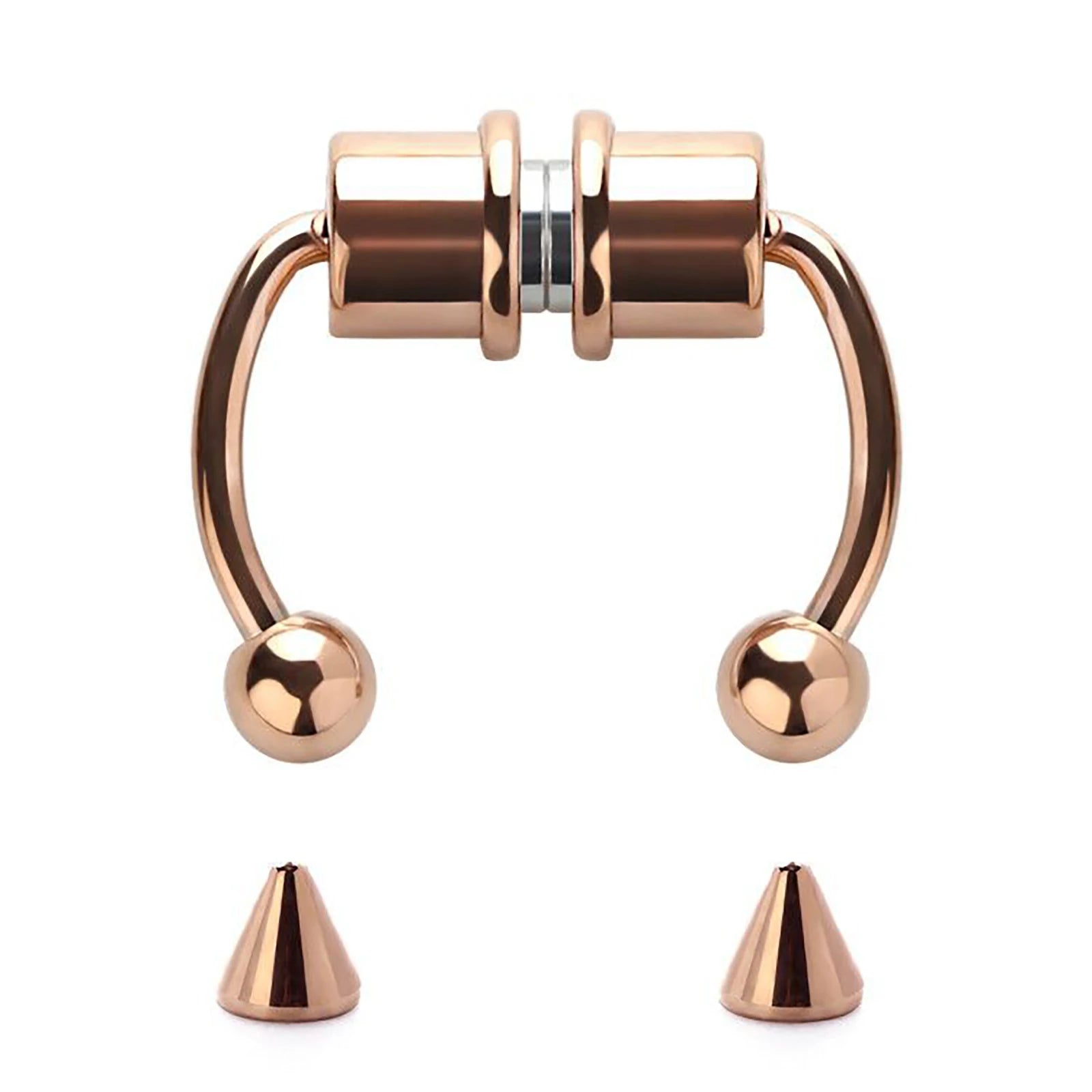 1/4pcs Women's Fake Nose Rings - Magnetic Stainless Steel Septum Hoops, Rock Hip Hop Body Jewelry