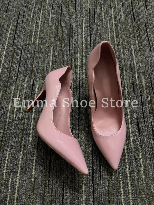 Pink Open Toe Stiletto Heel Women's Sandals Sweet Girl Dress Shoes Banquet 2025 Summer Platform Patent Leather Pumps Wedding
