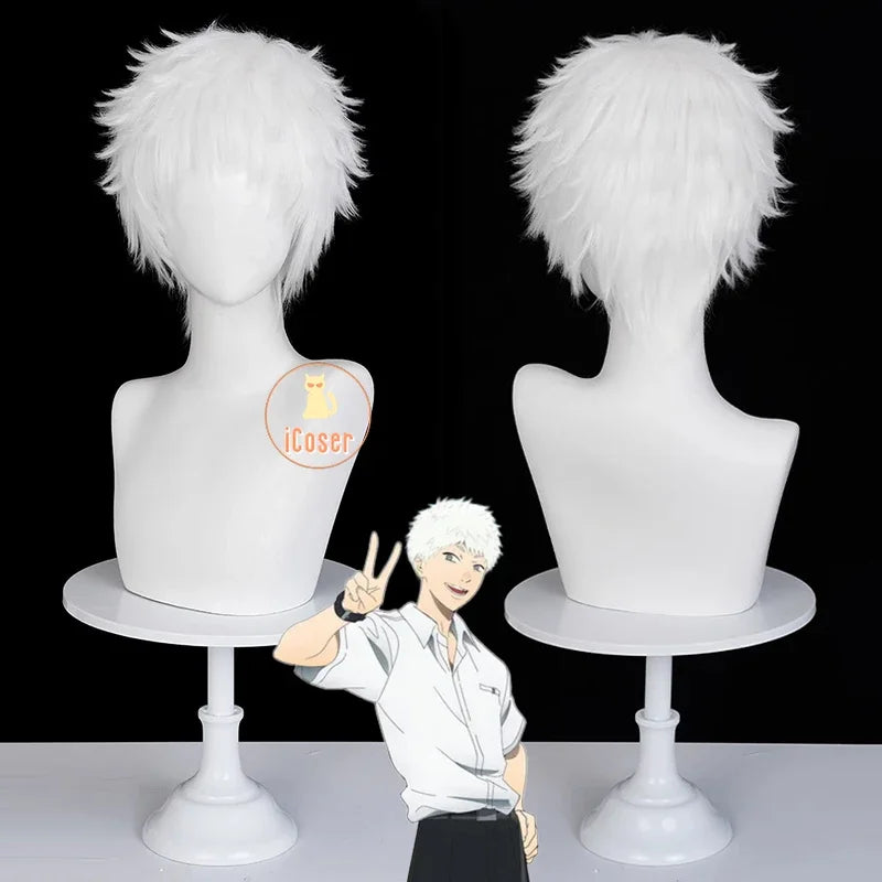 asdh8@iCoser Anime The Summer Hikaru Died Hikaru Indou Cosplay Wig White Short Hair Carnival Halloween Party for Women Men Festi