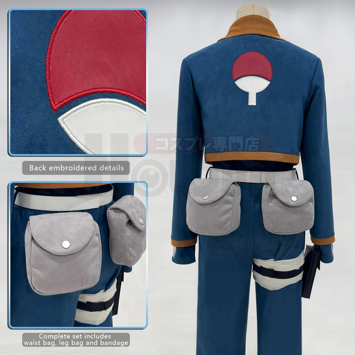 HOLOUN Anime Uchiha Obito Cosplay Costume Top Shirt Pants Waist Bags Animation Convention Halloween Christmas Adult Version