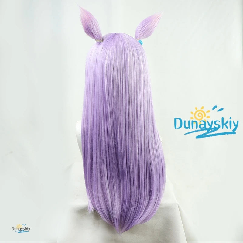 Mejiro McQueen Cosplay Purple Long Wig Umamusume Pretty Derby with Ears Tail Heat Resistant Synthetic Hair Women Party Comic Con