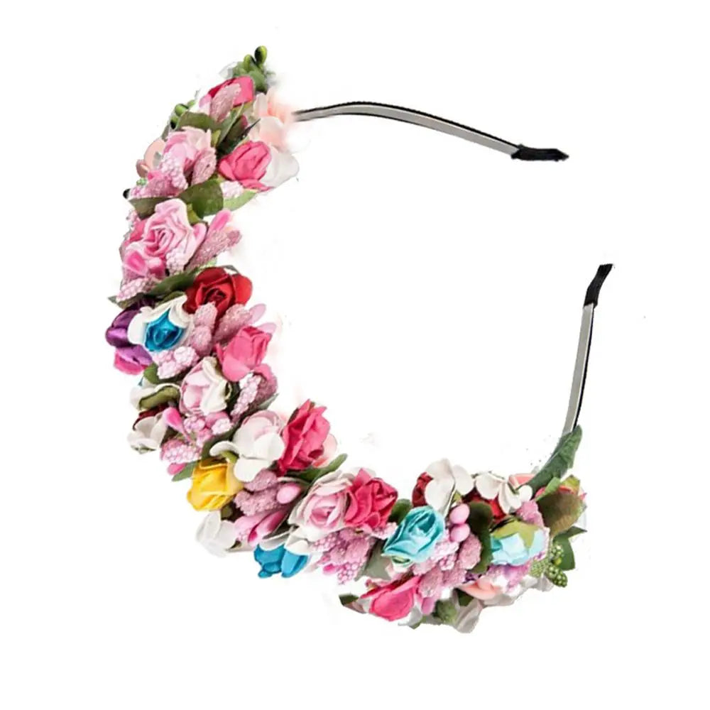 Princess Headpiece Wreath Flower Garland Floral Headband Party Wedding Festival Decor Bride Headband