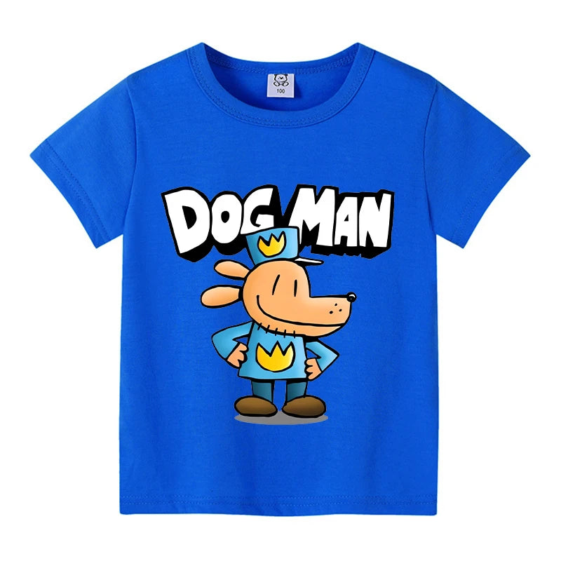 New Dog Man Children T-shirts Cute Cartoon Figure Printed T-shirt Kawaii Baby Boys Casuals Short Sleeves Tops 2025 Kids Clothes