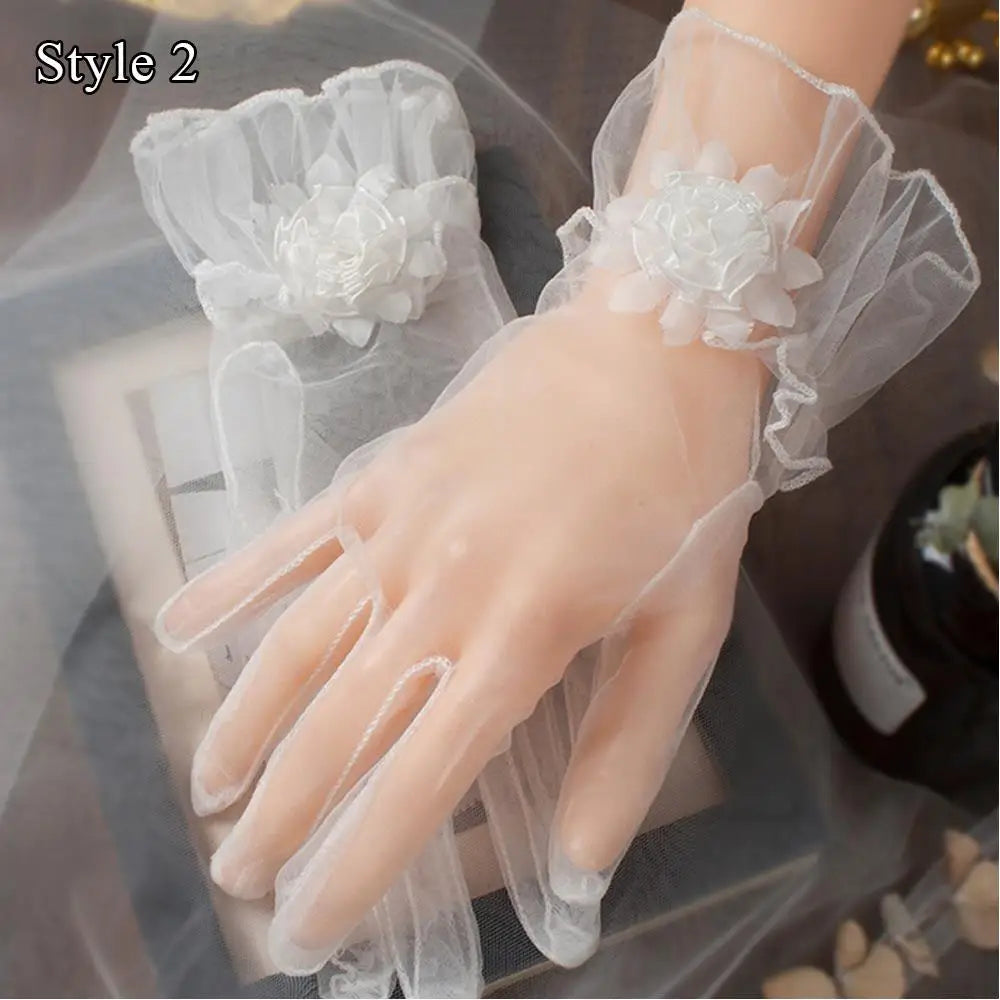 White Tulle Net Shawl For Bride Short Front Long Back See-Through Pearl Bead Wrap Short Sleeve With Plain Silk Edge Wedding Cape