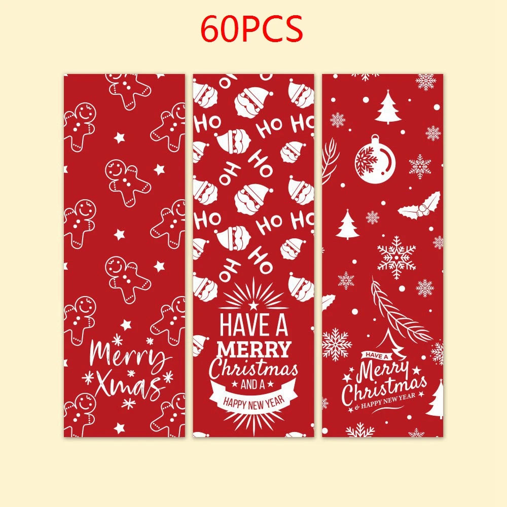 30-60Pcs Merry Christmas Stickers 6 Style Animals Snowman Trees Decorative Stickers Wrapping Gift Box Label Christmas Tags