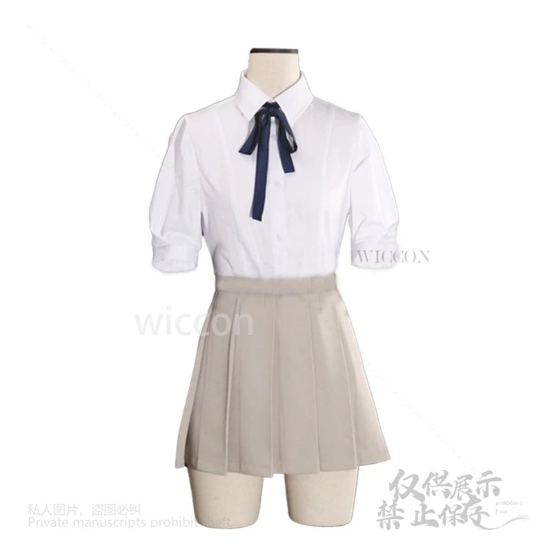 HUNDRED Cos LINE -Last Defense Cosplay Costume Academy- Kirifuji Nozomi JK Uniform Coat Skirt Shirt Tie Suit Wig Halloween Party