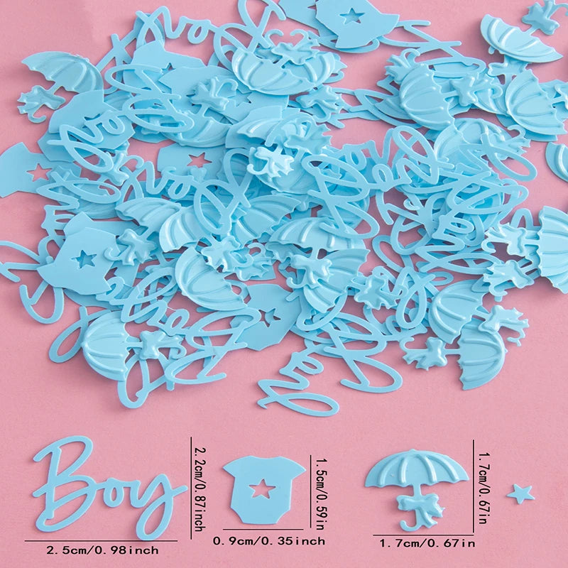15/30/50g blue boy letters, clothes, umbrella scraps mixed, suitable for baby shower, baby shower, baby party decoration.