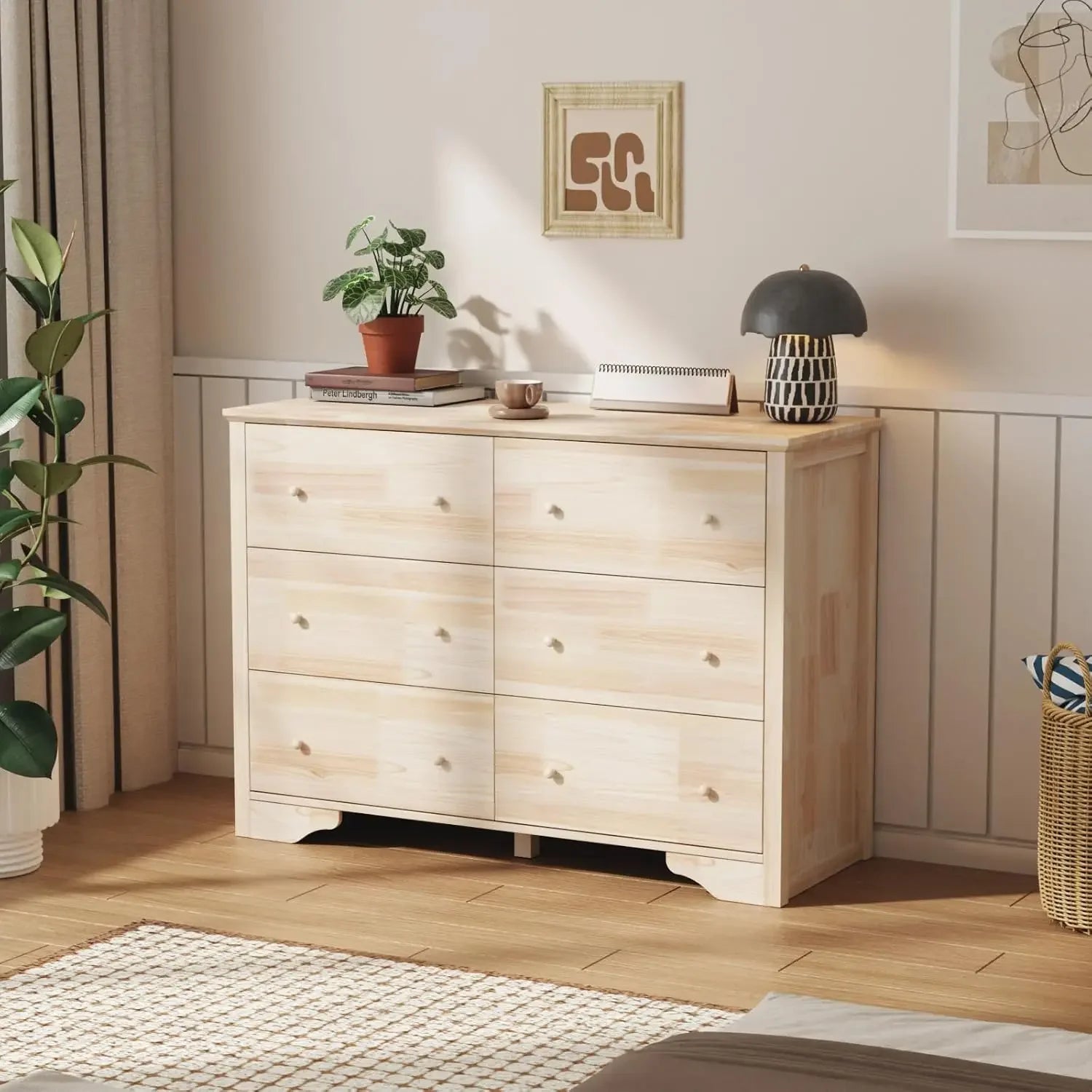 Unfinished Solid Wood Dresser Color DIY, 3 Drawer Dresser for Bedroom, Natural Rubber Wood Chest of Drawers, Baby Dressers