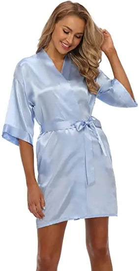 Satin Robe Female Intimate Lingerie Sleepwear Silky Bridal Wedding Gift Casual Kimono Bathrobe Gown Nightgown Sexy Nightwear